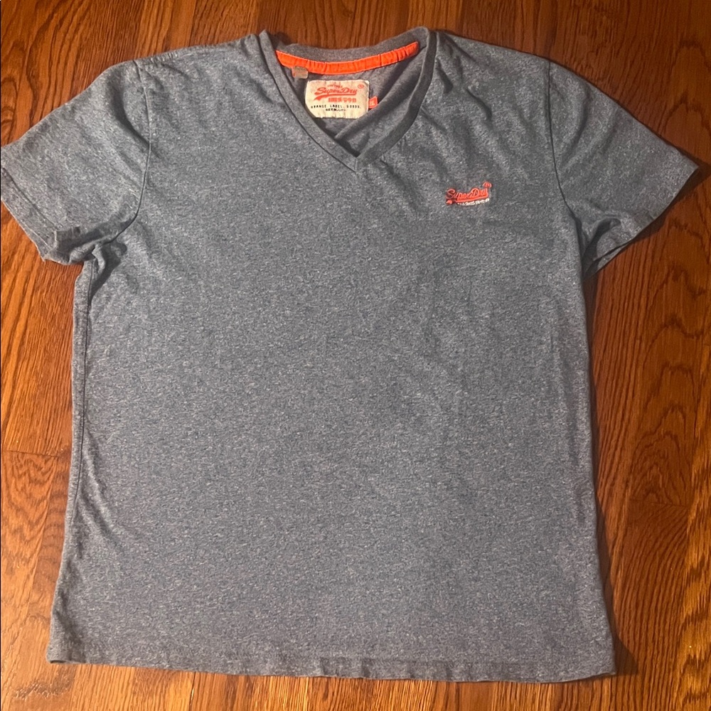 Superdry Men's Heathered Blue V-Neck T-Shirt